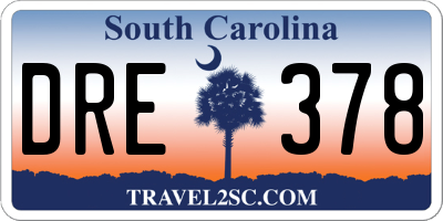 SC license plate DRE378