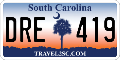 SC license plate DRE419