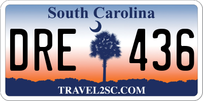 SC license plate DRE436