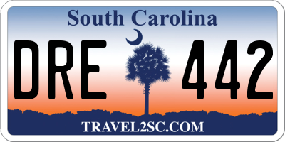 SC license plate DRE442