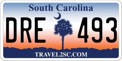 SC license plate DRE493