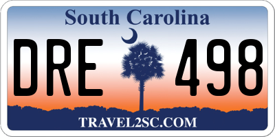 SC license plate DRE498