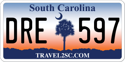 SC license plate DRE597
