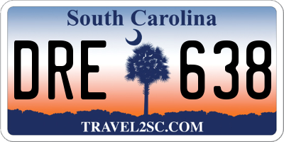 SC license plate DRE638