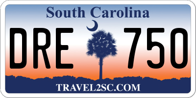 SC license plate DRE750