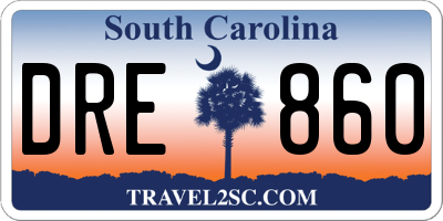 SC license plate DRE860