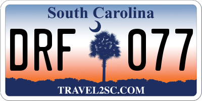 SC license plate DRF077
