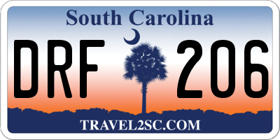 SC license plate DRF206