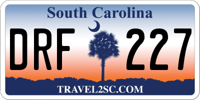SC license plate DRF227