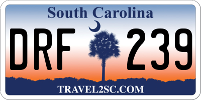 SC license plate DRF239