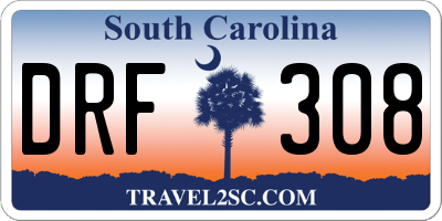 SC license plate DRF308