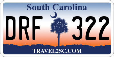 SC license plate DRF322