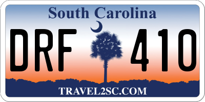 SC license plate DRF410