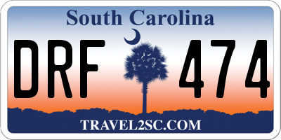 SC license plate DRF474