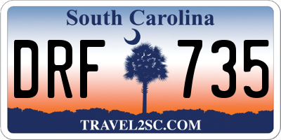SC license plate DRF735