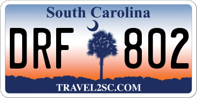 SC license plate DRF802