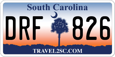 SC license plate DRF826