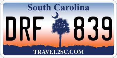 SC license plate DRF839