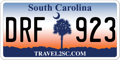 SC license plate DRF923