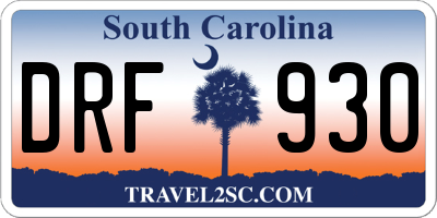 SC license plate DRF930