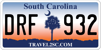 SC license plate DRF932
