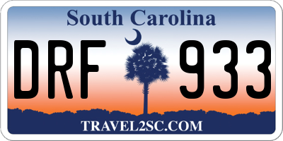 SC license plate DRF933