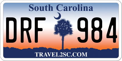 SC license plate DRF984