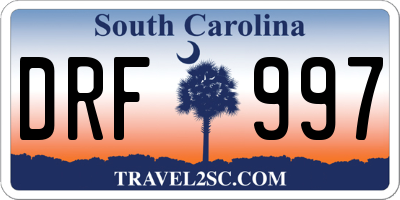 SC license plate DRF997