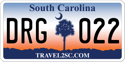 SC license plate DRG022