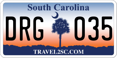 SC license plate DRG035