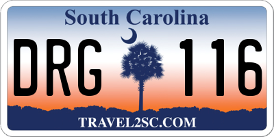 SC license plate DRG116