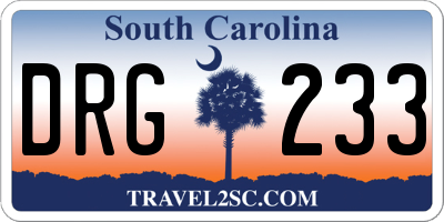 SC license plate DRG233
