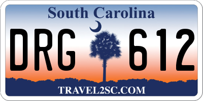 SC license plate DRG612