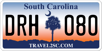 SC license plate DRH080