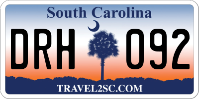 SC license plate DRH092
