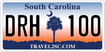 SC license plate DRH100