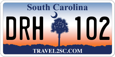 SC license plate DRH102