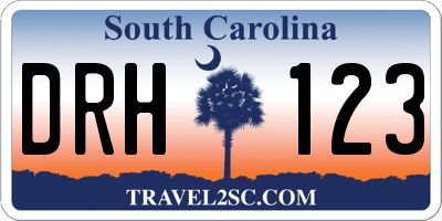 SC license plate DRH123