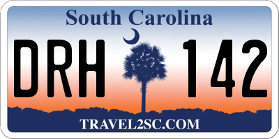 SC license plate DRH142