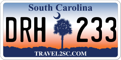 SC license plate DRH233