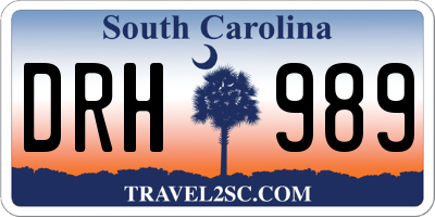 SC license plate DRH989