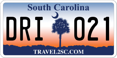 SC license plate DRI021