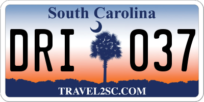 SC license plate DRI037