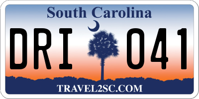SC license plate DRI041
