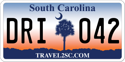 SC license plate DRI042