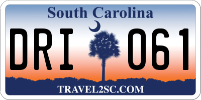 SC license plate DRI061
