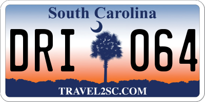 SC license plate DRI064