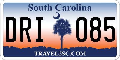 SC license plate DRI085