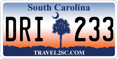 SC license plate DRI233