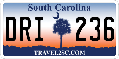 SC license plate DRI236